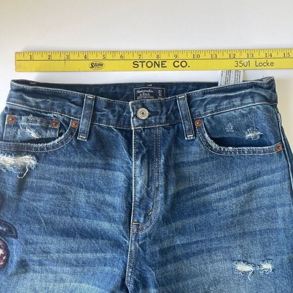 Abercrombie & Fitch Annie Girlfriend Embroidered‎ Jeans, Size 4/27 - Picture 7 of 11